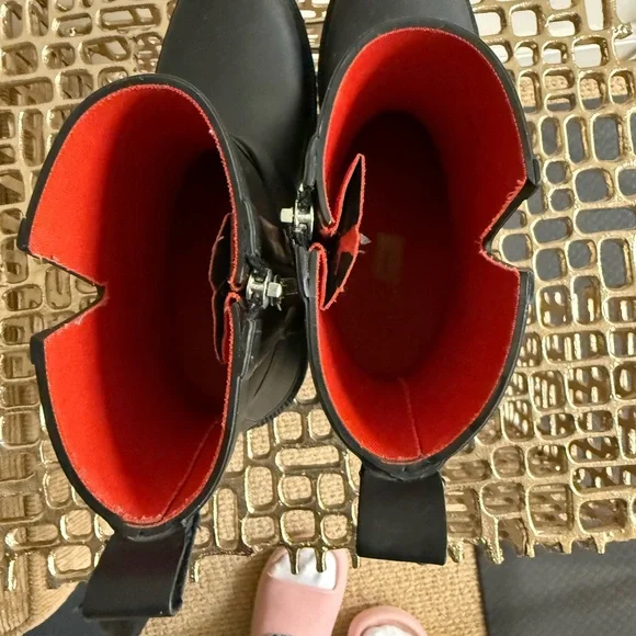 rag & bone Black Rain/ Winter Moto Boot with Red Lining - Picture 4 of 5